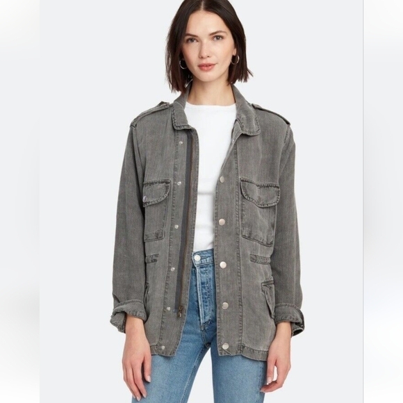 NSF Joli Pocket Cargo Pocket Senim Jacket Size XS in gray Linen Lyocell New Tags - Picture 1 of 16